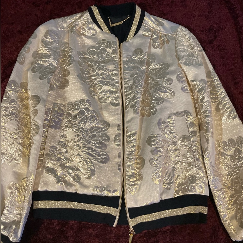 Trina Turk Gold Metallic Bomber Jacket Women’s Small